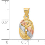 14K w/Rose and White Rhodium D/C Corpus Oval Pendant