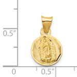14K w/Rhodium Polished D/C Lady Of Guadalupe Circle Pendant