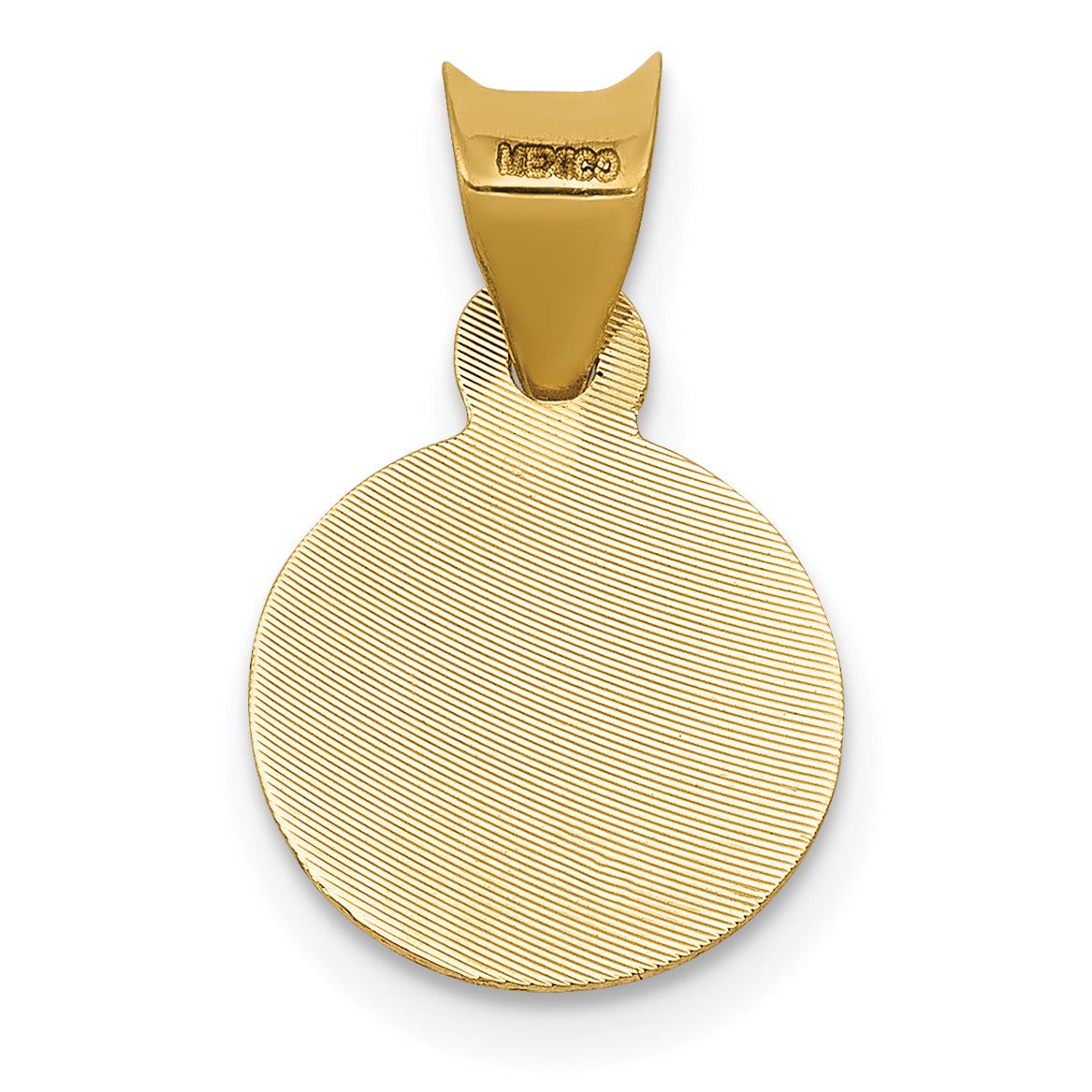 14K w/Rhodium Polished D/C Lady Of Guadalupe Circle Pendant