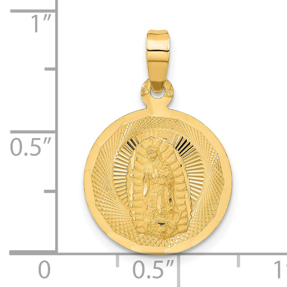 14K Polished D/C Lady Of Guadalupe Circle Pendant