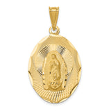 14K Polished D/C  Lady Of Guadalupe Oval Pendant