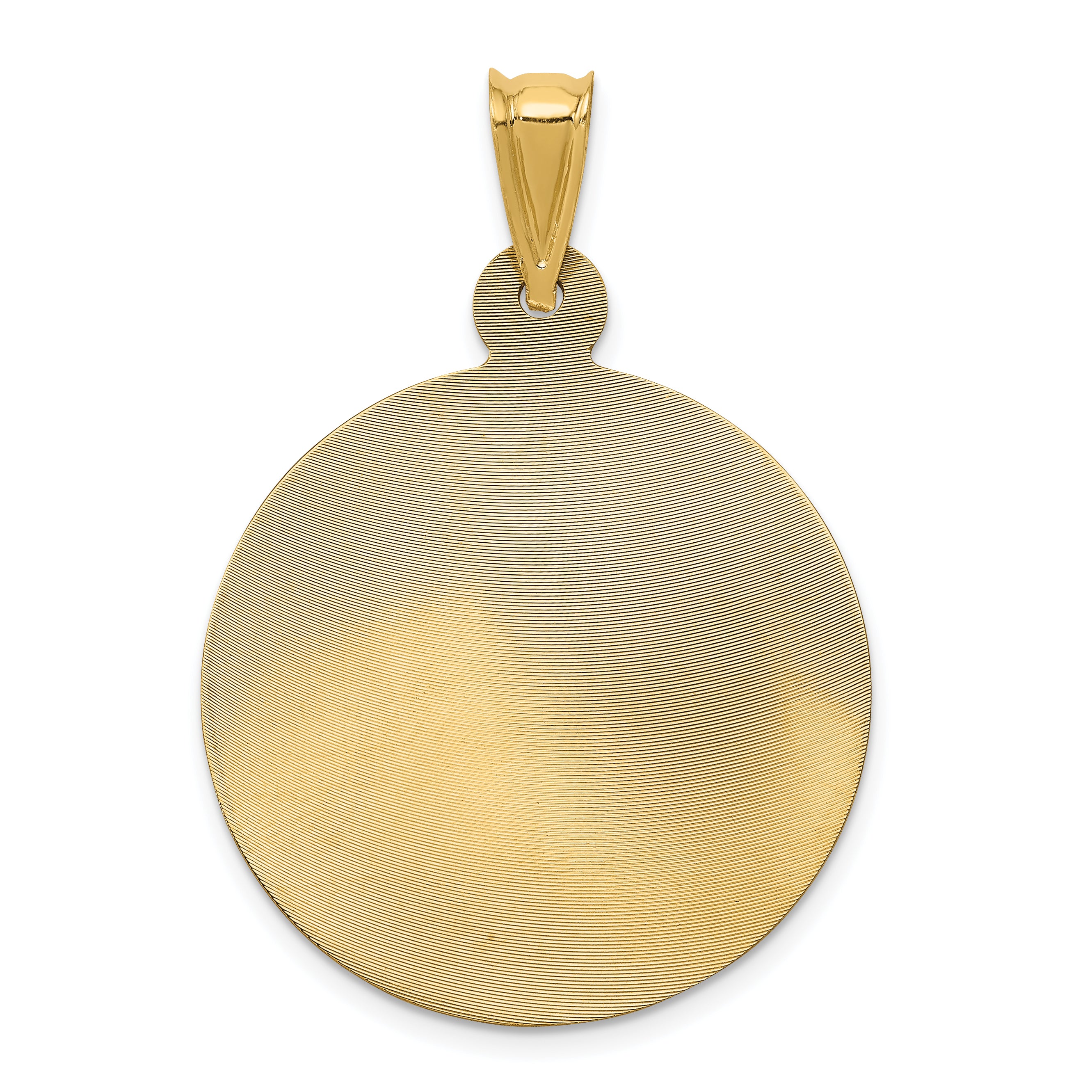 14K w/Rhodium Polished D/C Lady Of Guadalupe Circle Pendant