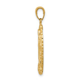 14K Polished Our Lady Of Guadalupe Oval Disc Engraved Pendant
