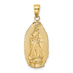 14K Polished Our Lady Of Guadalupe Oval Disc Engraved Pendant
