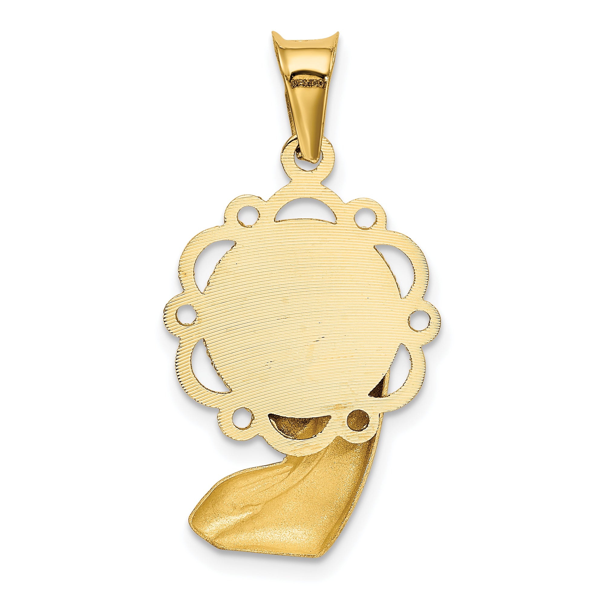 14K w/Rhodium Satin And Polished Mary Pendant