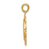 14K Polished Miraculous Medal With Scallop Frame Pendant