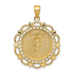 14K Polished Miraculous Medal With Scallop Frame Pendant