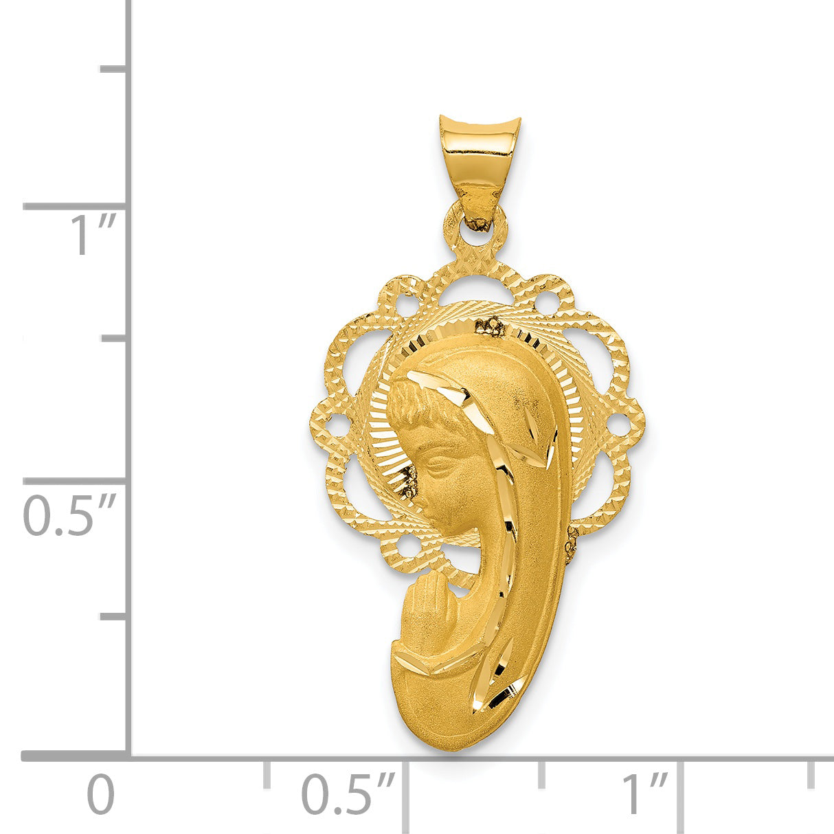 14k Satin and Polished Mary Pendant