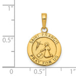 14K Gold Satin And Polished Saint Francis Medal Pendant