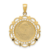 14K Gold Polished / Satin Saint Michael Medal Pendant
