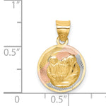 14K w/Rose and White Rhodium D/C  Baptism Pendant