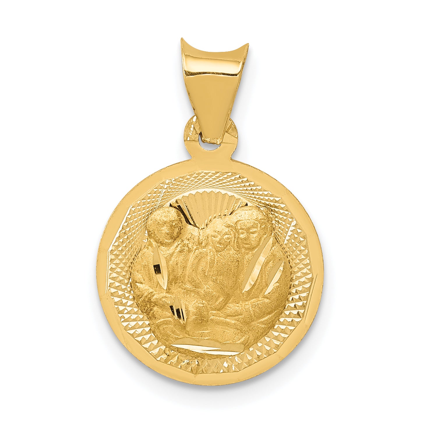 14k Polished and D/C Baptism Circle Pendant
