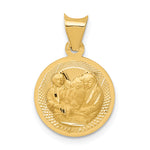 14k Polished and D/C Baptism Circle Pendant