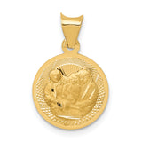 14k Polished and D/C Baptism Circle Pendant