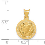 14k Polished and D/C Baptism Circle Pendant