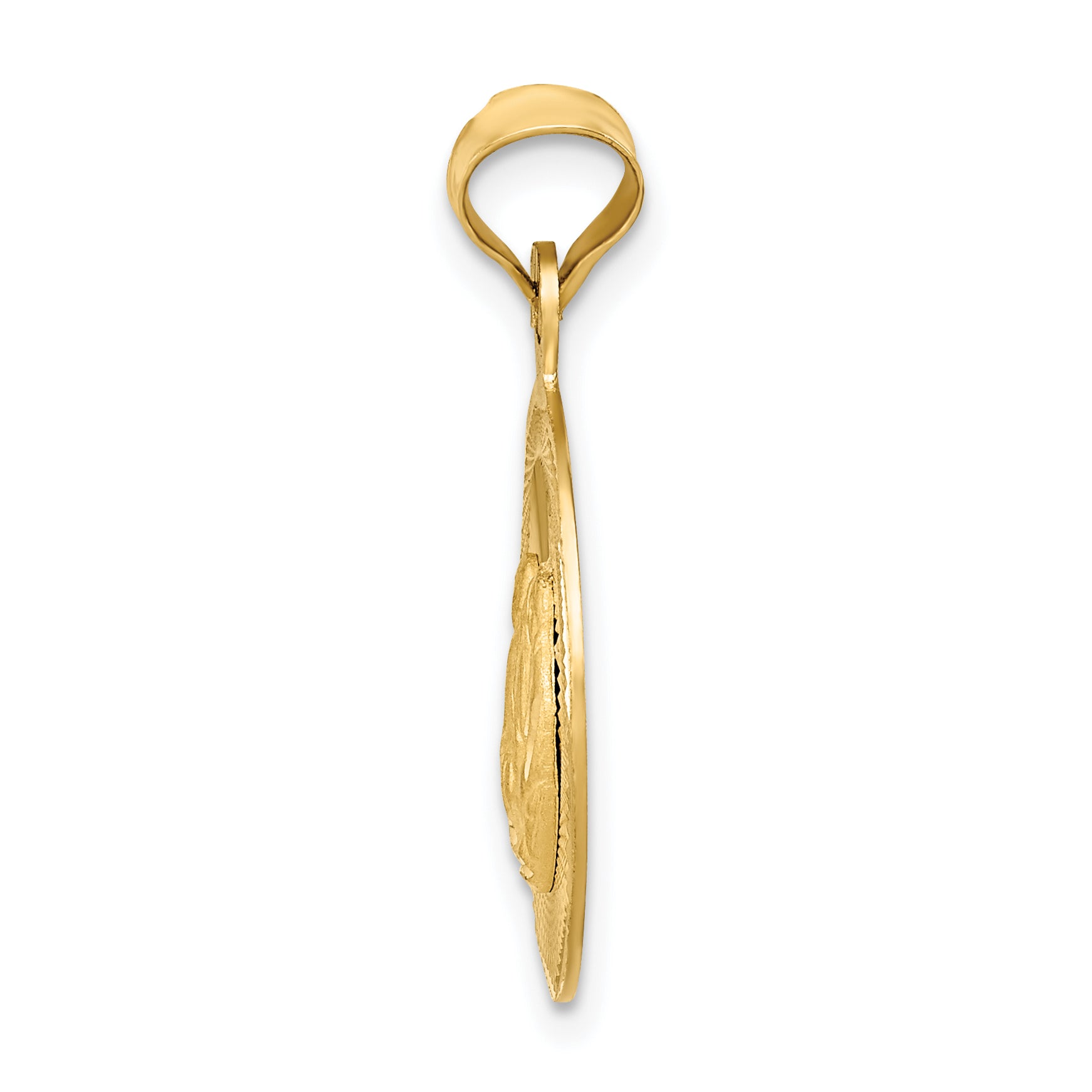 14k Polished and D/C Baptism Circle Pendant