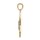 14k Two-tone Gold Polished Star of David w/Chai Pendant