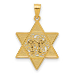14k Two-tone Gold Polished Star of David w/Chai Pendant