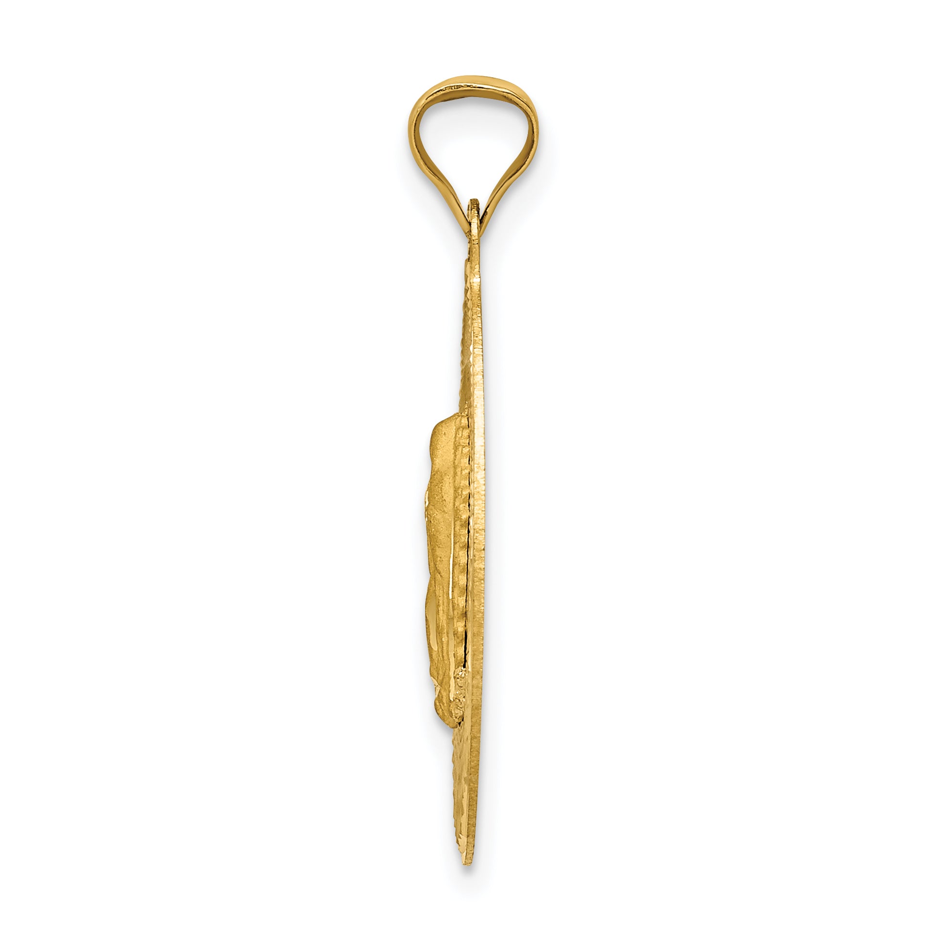 14K w/Rhodium D/C Lady Of Guadalupe Oval Pendant
