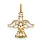 14k Polished Small Angel w/Heart Pendant
