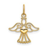 14k Polished Small Angel w/Heart Pendant