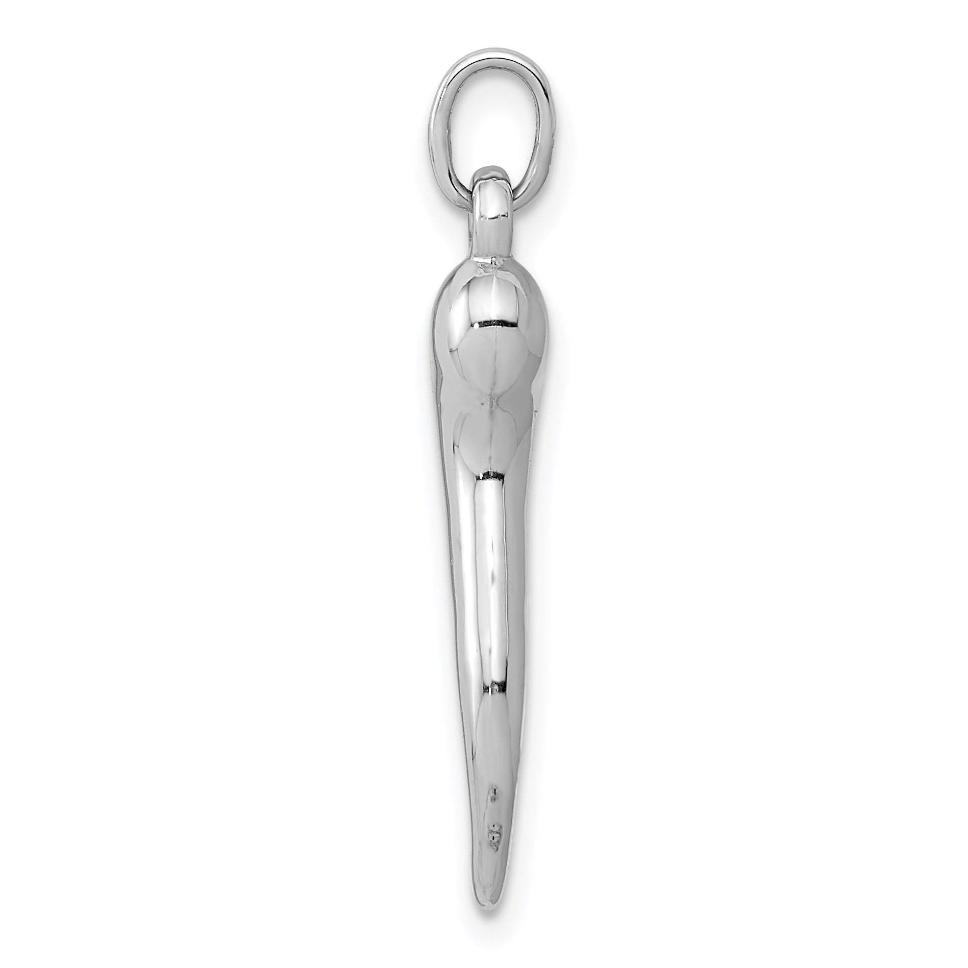 14k White Gold 3D Italian Horn Charm