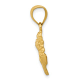 14k Satin Diamond-cut Sunflower Pendant