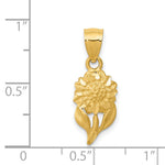 14k Satin Diamond-cut Sunflower Pendant