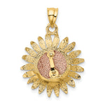 14k Two-tone Polished Sunflower Pendant
