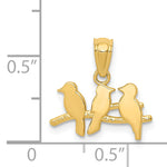 14k Polished Three Birds on a Branch Pendant