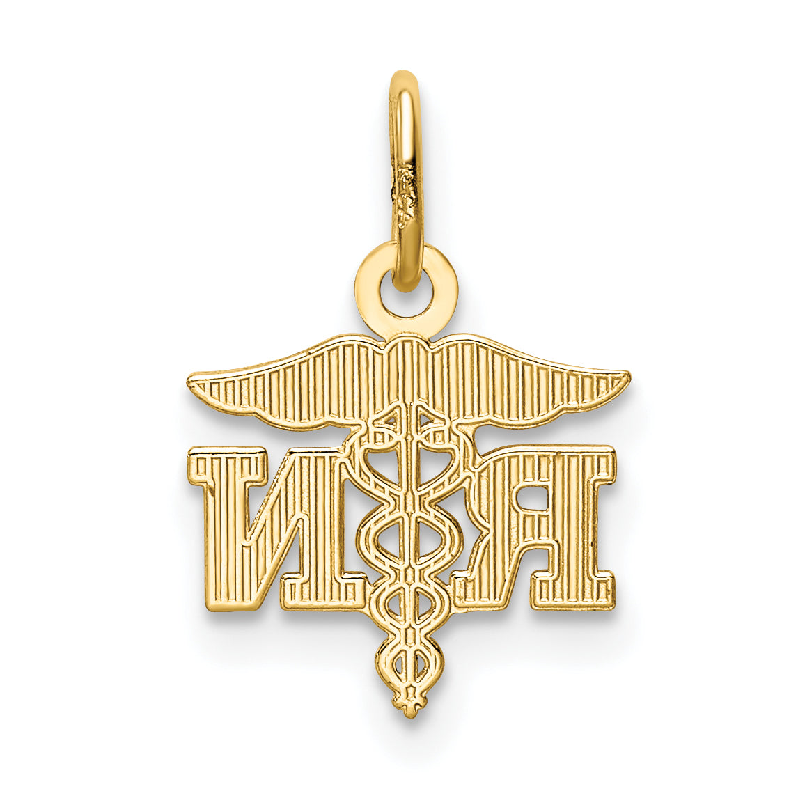14k Diamond-cut Polished RN Nurse Pendant