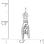 14K White Gold 3D Rock On Sign Charm
