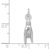 14K White Gold 3D Rock On Sign Charm