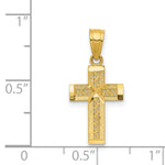 14k Diamond-cut Cross w/X Center Pendant
