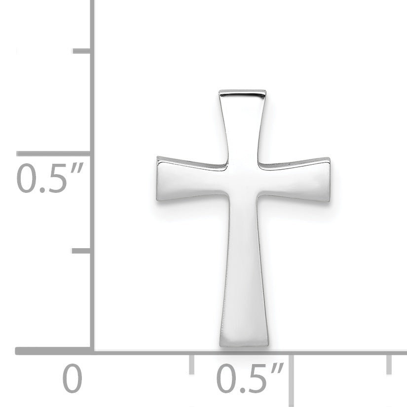 14k White Gold Polished Cross Chain Slide w/ textured back