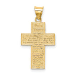 14k Textured Reversible Lords Prayer in Spanish Cross Pendant