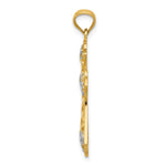 14k w/Rhodium Polished D/C Filigree Cross Pendant