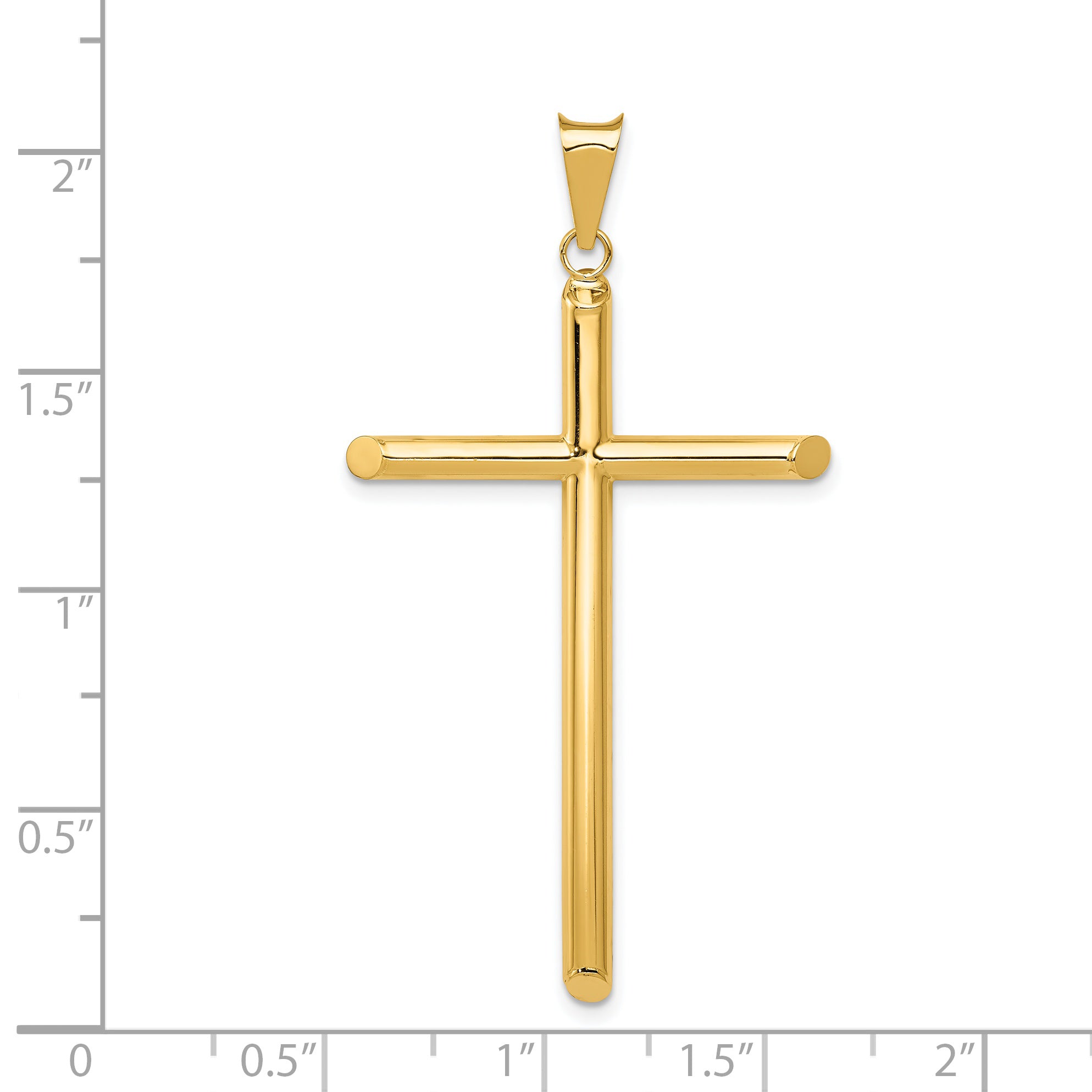 14k Polished Tube Cross Pendant