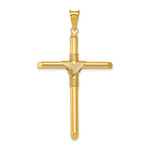 14K Polished w/Center Wrap Tube Cross Pendant