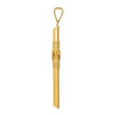 14K Polished w/Center Wrap Tube Cross Pendant