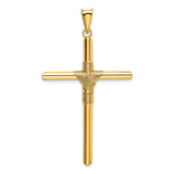 14K Polished w/Center Wrap Tube Cross Pendant