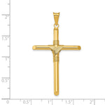 14K Polished w/Center Wrap Tube Cross Pendant