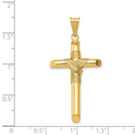 14K Polished w/Center Wrap Tube Cross Pendant