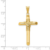 14K Polished w/Center Wrap Tube Cross Pendant