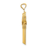 14K Polished w/Center Wrap Tube Cross Pendant