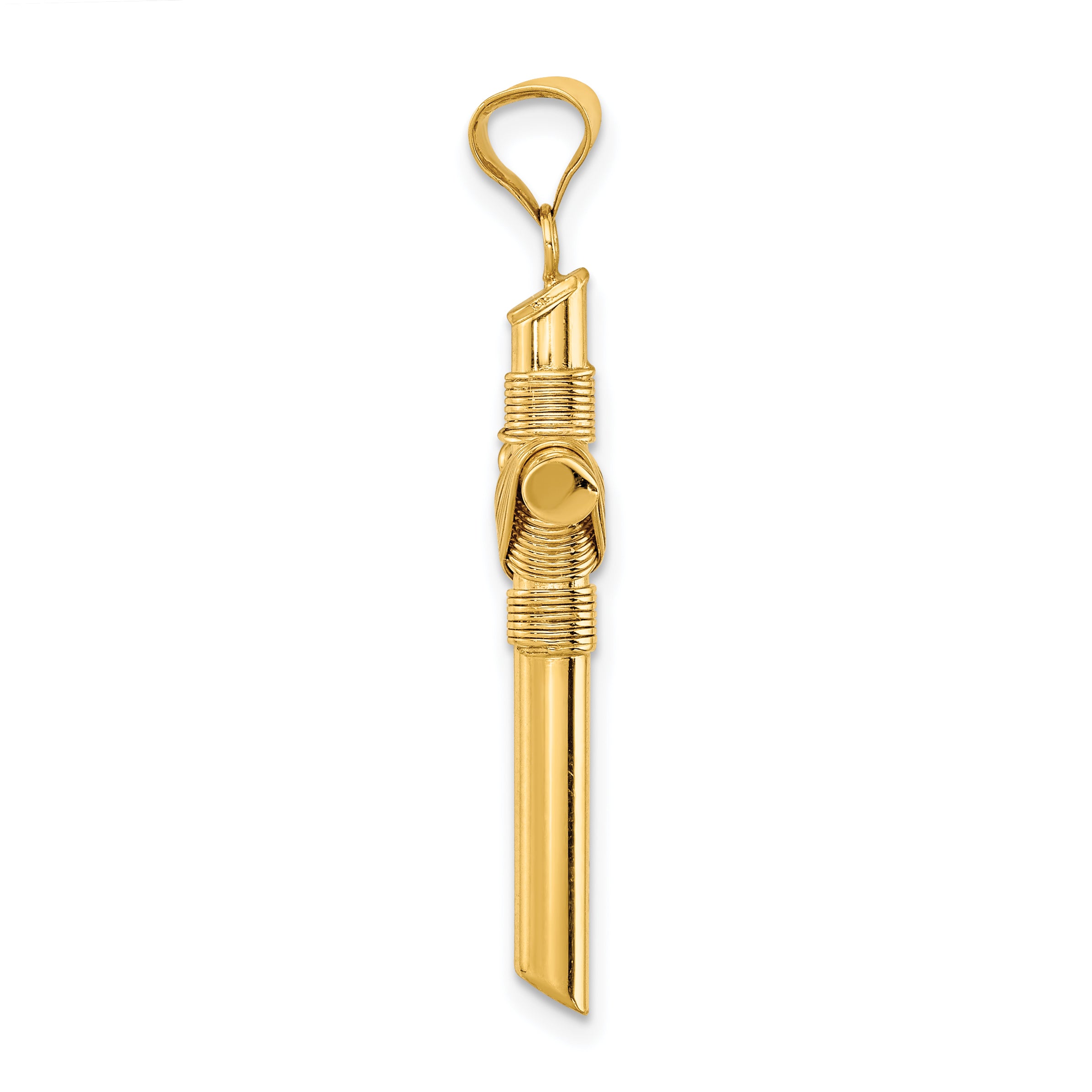 14K Polished w/Center Wrap Tube Cross Pendant