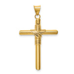 14K Polished w/Center Wrap Tube Cross Pendant