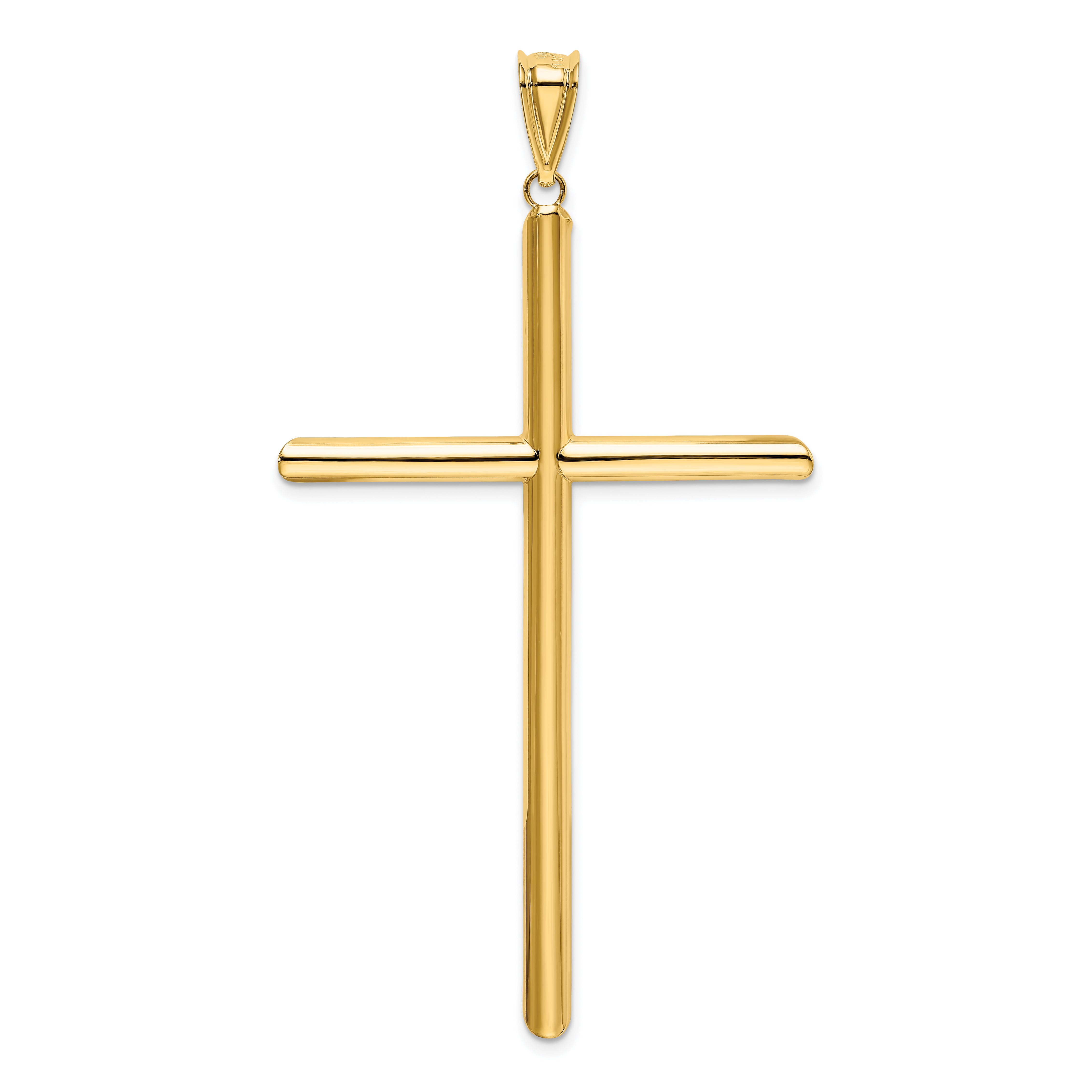 14k Polished Tube Cross Pendant