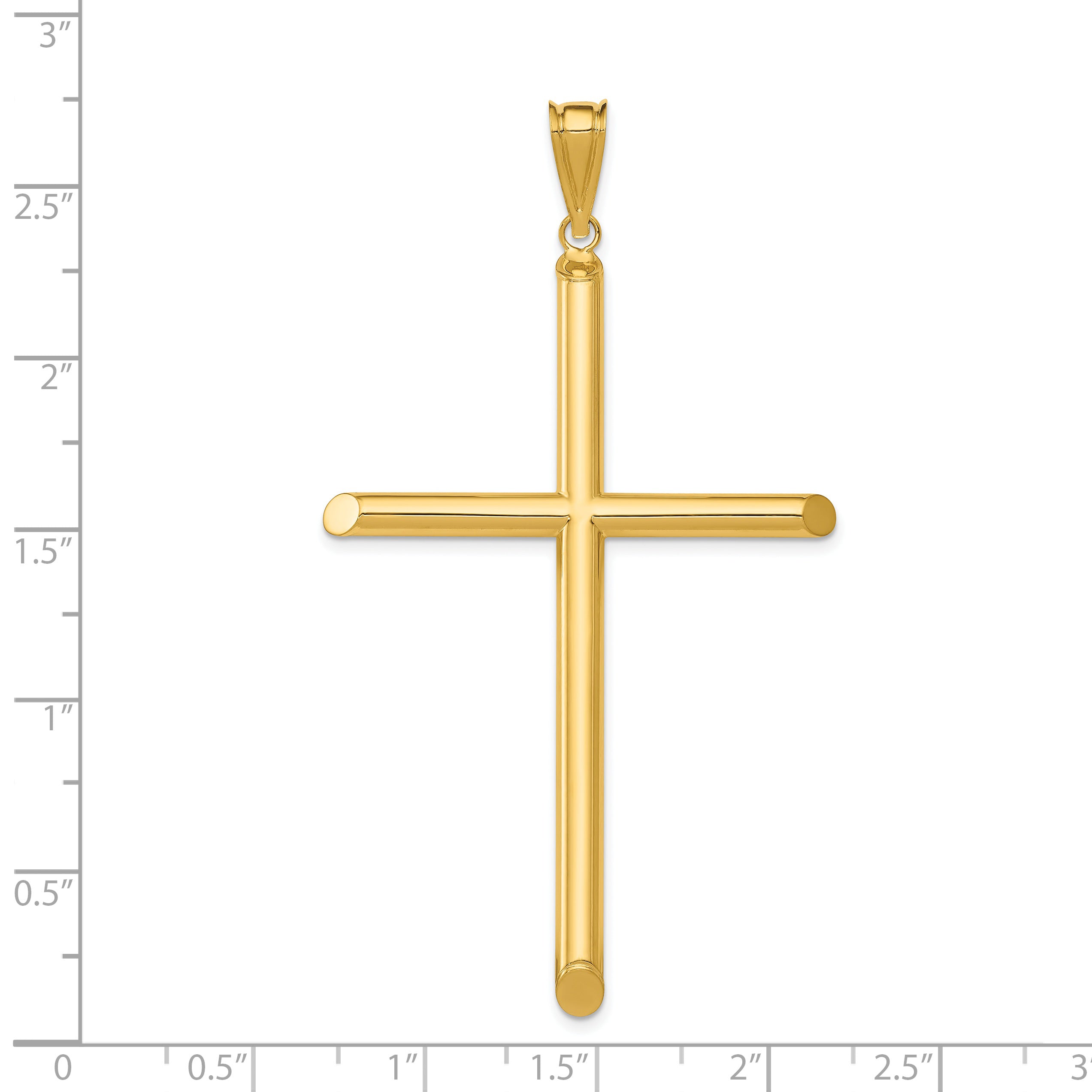 14k Polished Tube Cross Pendant
