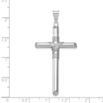 14K White Gold w/Center Wrap Tube Cross Pendant
